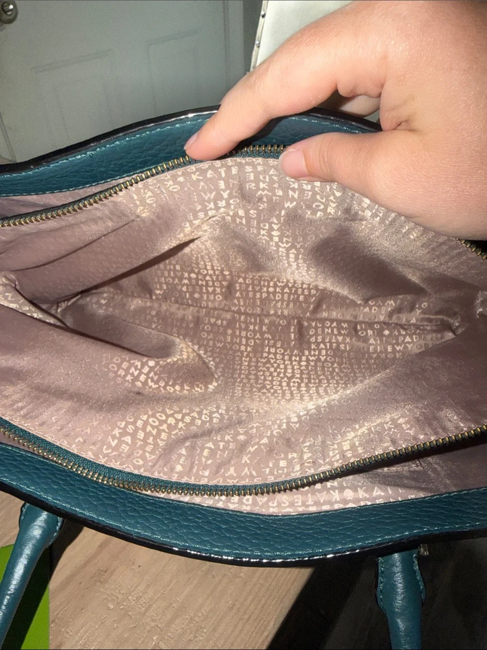 Kate Spade Teal 100% Cow Leather Tote Bag- Please read description - Picture 5 of 13